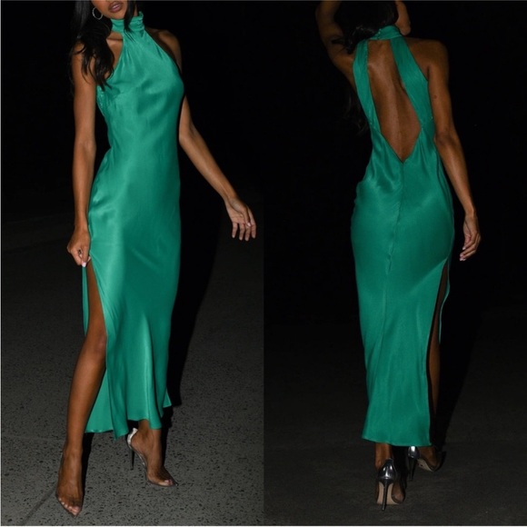 Claire Satin Drape Maxi Dress - Picture 2 of 9